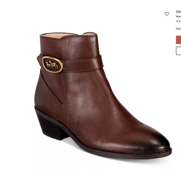 Authenticated Coach Dylan Horse And Carriage Leather Bootie‎ Woman's Size 8.5 - Picture 1 of 7